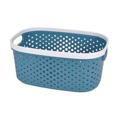 Homéa , Cesta Calada Plástico 3,5L 24,5 x 17,5 x 12,5 cm, Bicolor, Azul Pavo real Homéa , Cesta Calada Plástico 3,5L 24,5 x 17,5 x 12,5 cm, Bicolor, Azul Pavo real