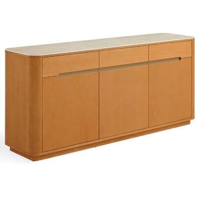 DRW Aparador con 3 cajones y 3 Puertas de Madera en Roble y Blanco 180x45x81 cm DRW Aparador con 3 cajones y 3 Puertas de Madera en Roble y Blanco 180x45x81 cm