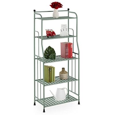Relaxdays Estantería Metálica, Acero, 133x56x28 cm, Estante Baño y Cocina, 5 Baldas, Librería Metal, sin Fondo, Verde Relaxdays Estantería Metálica, Acero, 133x56x28 cm, Estante Baño y Cocina, 5 Baldas, Librería Metal, sin Fondo, Verde