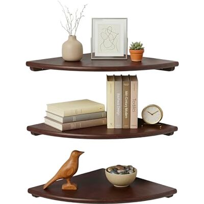 Relaxdays Estantería esquinera , Varias Medidas, Madera de Nogal, salón, decoración, Carga 5 kg, Colgante Relaxdays Estantería esquinera , Varias Medidas, Madera de Nogal, salón, decoración, Carga 5 kg, Colgante