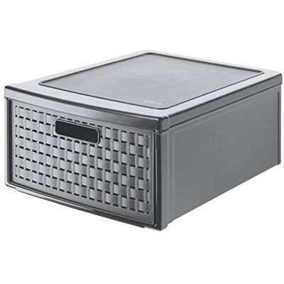Rotho Country Cajón 19.2l con 1 cajón en look de ratán, Plástico (PP) sin BPA, antracita, groß/19.2l (45.0 x 34.0 x 20.0 cm) Rotho Country Cajón 19.2l con 1 cajón en look de ratán, Plástico (PP) sin BPA, antracita, groß/19.2l (45.0 x 34.0 x 20.0 cm)