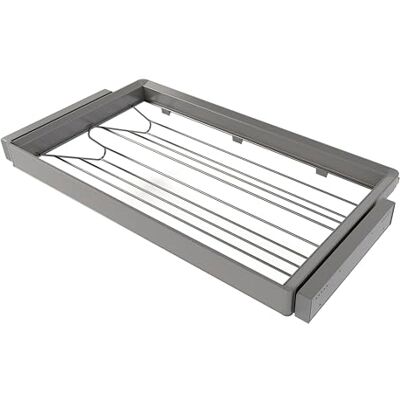 EMUCA Kit de cajón zapatero y bastidor regulable Quartz para armarios, guías de cierre suave y extracción total, Módulo 90cm, Acabado Titanio EMUCA Kit de cajón zapatero y bastidor regulable Quartz para armarios, guías de cierre suave y extracción total, Módulo 90cm, Acabado Titanio