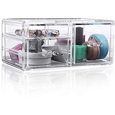 MDHAND Organizador de escritorio de acrílico, organizador de maquillaje, organizador de tocador, apilable, organizador de maquillaje, organizador de maquillaje para casa, cocina, oficina MDHAND Organizador de escritorio de acrílico, organizador de maquillaje, organizador de tocador, apilable, organizador de maquillaje, organizador de maquillaje para casa, cocina, oficina