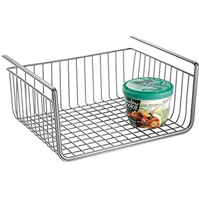InterDesign iDesign York Lyra Cesta organizadora para colgar, estante flotante de metal para la cocina o el armario, plateado InterDesign iDesign York Lyra Cesta organizadora para colgar, estante flotante de metal para la cocina o el armario, plateado