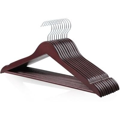 Amazon Basics Perchas de madera para prendas de traje, 10 Unidad, cereza Amazon Basics Perchas de madera para prendas de traje, 10 Unidad, cereza