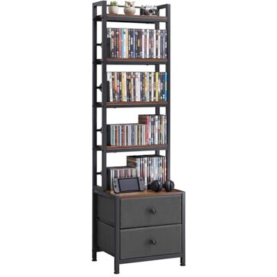 VEVOR Mueble de Almacenamiento Multimedia con 4 Estantes y 2 Cajones, para CD, DVD, Libros y Discos de Juegos, Ideal para Sala de Estar, Oficina en Casa, Sala de Grabación, 40 x 30 x 143,5 cm VEVOR Mueble de Almacenamiento Multimedia con 4 Estantes y 2 Cajones, para CD, DVD, Libros y Discos de Juegos, Ideal para Sala de Estar, Oficina en Casa, Sala de Grabación, 40 x 30 x 143,5 cm