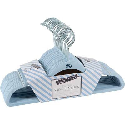 Simplify Juego de 25 Perchas de Terciopelo para niños, diseño Delgado, Antideslizante, Ahorro de Espacio, Colores para Combinar con Cualquier bebé, Color Azul Claro Simplify Juego de 25 Perchas de Terciopelo para niños, diseño Delgado, Antideslizante, Ahorro de Espacio, Colores para Combinar con Cualquier bebé, Color Azul Claro