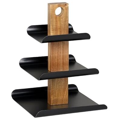 Kesper Soporte de 3 niveles de madera de acacia con certificación FSC® y metal lacado negro, dimensiones: 24,5 x 24 x 34 cm Kesper Soporte de 3 niveles de madera de acacia con certificación FSC® y metal lacado negro, dimensiones: 24,5 x 24 x 34 cm