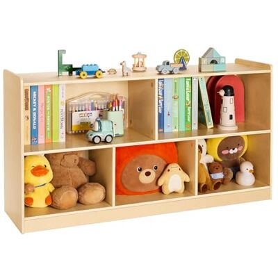 VEVOR Librería Infantil, Estantería para Juguetes de 2 Niveles 1140 x 300 x 610 mm con 5 Compartimentos, Mueble de Almacenaje para Niños para Dormitorio, Habitación Infantil, Vitrina, Marrón Claro VEVOR Librería Infantil, Estantería para Juguetes de 2 Niveles 1140 x 300 x 610 mm con 5 Compartimentos, Mueble de Almacenaje para Niños para Dormitorio, Habitación Infantil, Vitrina, Marrón Claro
