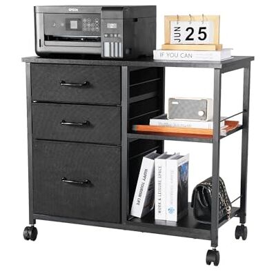 VEVOR Gabinete de Archivos de 3 Cajones de Tela y 2 Estantes Abiertos 75 x 40 x 68 cm Archivador Móvil con Ruedas Estructura Metálica para Documentos Tamaño Carta, A4 para Hogar, Oficina, Negro VEVOR Gabinete de Archivos de 3 Cajones de Tela y 2 Estantes Abiertos 75 x 40 x 68 cm Archivador Móvil con Ruedas Estructura Metálica para Documentos Tamaño Carta, A4 para Hogar, Oficina, Negro