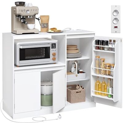 VASAGLE Kailyn Colección Aparador de Cocina, Mueble de Almacenaje, Aparador Vajillero con Encimera, Estante para Microondas, 1 Compartimento, 3 Puertas, Estantes Regulables, Blanco Nube BBK373WB01 VASAGLE Kailyn Colección Aparador de Cocina, Mueble de Almacenaje, Aparador Vajillero con Encimera, Estante para Microondas, 1 Compartimento, 3 Puertas, Estantes Regulables, Blanco Nube BBK373WB01