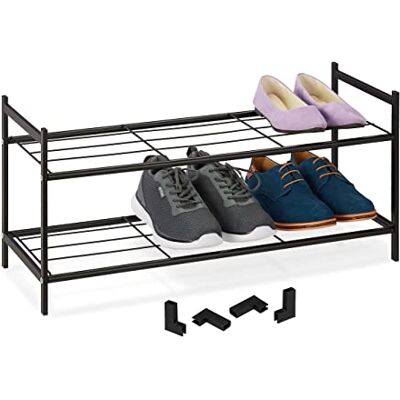 Relaxdays Zapatero Metal 2 Estantes, Armario Abierto Zapato Apilable, Pasillo, 6 Pares, 33,5x70x26 cm, Negro Relaxdays Zapatero Metal 2 Estantes, Armario Abierto Zapato Apilable, Pasillo, 6 Pares, 33,5x70x26 cm, Negro