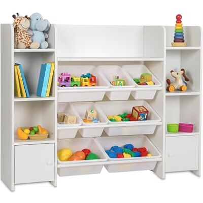Relaxdays Estantería Infantil , 8 Cajas, MDF, estantería para Juguetes, H x A x F: 94,5 x 138,5 x 29,5 cm, Blanca Relaxdays Estantería Infantil , 8 Cajas, MDF, estantería para Juguetes, H x A x F: 94,5 x 138,5 x 29,5 cm, Blanca