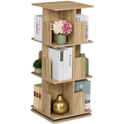 Relaxdays Estantería para Libros, Giratoria 360 Grados, 3 Niveles, Efecto Madera, 95 x 39 x 39 cm, Librería, Natural Relaxdays Estantería para Libros, Giratoria 360 Grados, 3 Niveles, Efecto Madera, 95 x 39 x 39 cm, Librería, Natural