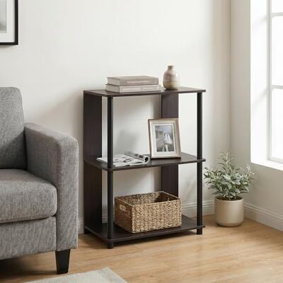 Furinno Jaya Estantes de almacenamiento de 3 niveles, nogal negro Estantería para libros, Estantería abierta, para organización y almacenamiento, sala de estar, oficina en casa, dormitorio Furinno Jaya Estantes de almacenamiento de 3 niveles, nogal negro Estantería para libros, Estantería abierta, para organización y almacenamiento, sala de estar, oficina en casa, dormitorio