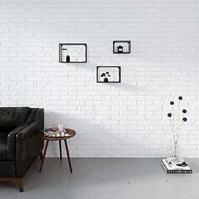 Homemania Estantería para la Pared Negro en Metal, 40 x 13 x 25 cm, Set de 3 Homemania Estantería para la Pared Negro en Metal, 40 x 13 x 25 cm, Set de 3