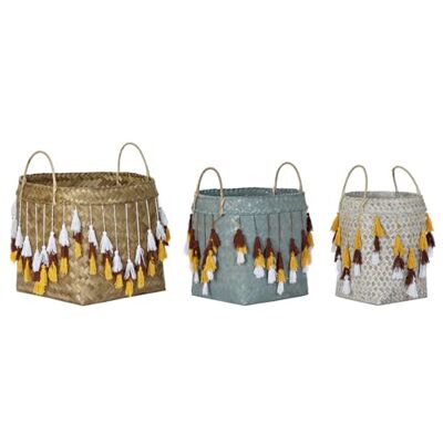 ZOMTOON CESTA SET 3 BAMBU 46X46X57 FLECOS MULTICOLOR ZOMTOON CESTA SET 3 BAMBU 46X46X57 FLECOS MULTICOLOR