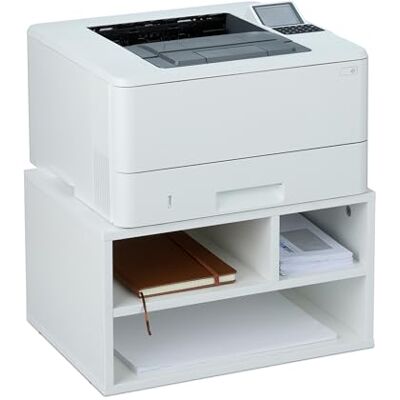 Relaxdays Soporte de Impresora con 3 Compartimentos, Organizador de Escritorio, Scanner, 22,5 x 40 x 30 cm, Blanco Relaxdays Soporte de Impresora con 3 Compartimentos, Organizador de Escritorio, Scanner, 22,5 x 40 x 30 cm, Blanco
