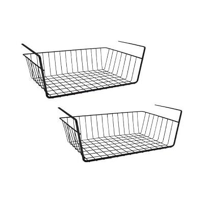 MSV Juego de 2 cestas de Almacenamiento bajo Estante 38,5x25,5x14cm en Acero Negro Mate MSV Juego de 2 cestas de Almacenamiento bajo Estante 38,5x25,5x14cm en Acero Negro Mate