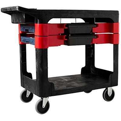 Rubbermaid Commercial Products Carro de Servicio con 2 Cajas y 4 Cubos, Negro Rubbermaid Commercial Products Carro de Servicio con 2 Cajas y 4 Cubos, Negro