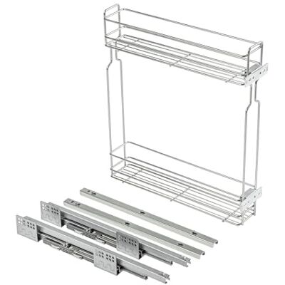 GTV Cesto Extraíble Lateral , Organizador de 2 Niveles para Mueble de 200 mm, Acero Galvanizado, Altura 506 mm, Ideal para Especiero o Botellero GTV Cesto Extraíble Lateral , Organizador de 2 Niveles para Mueble de 200 mm, Acero Galvanizado, Altura 506 mm, Ideal para Especiero o Botellero