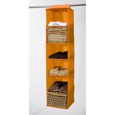 Compactor Estantería Colgante Flexible para armarios y vestidores con 6 Compartimentos. Color Naranja. Tamaño: 30 x 30 x 128 cm. Compactor Estantería Colgante Flexible para armarios y vestidores con 6 Compartimentos. Color Naranja. Tamaño: 30 x 30 x 128 cm.