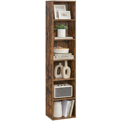VASAGLE Custos Colección Estantería, Librería de 6 Niveles, Armario de Almacenamiento con Compartimentos Abiertos, para Sala de Estar, Dormitorio, Oficina, Marrón Rústico VASAGLE Custos Colección Estantería, Librería de 6 Niveles, Armario de Almacenamiento con Compartimentos Abiertos, para Sala de Estar, Dormitorio, Oficina, Marrón Rústico