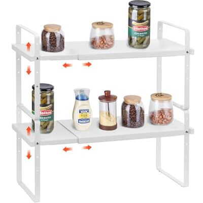 VEVOR Organizador de Estantes Ajustable para Gabinetes, 2 Niveles, Apilables y Elevadores de Almacenamiento, Organizadores de Despensa para Cocina, Oficina, 650 x 220 x 500 mm, Blanco, Carga 10 kg VEVOR Organizador de Estantes Ajustable para Gabinetes, 2 Niveles, Apilables y Elevadores de Almacenamiento, Organizadores de Despensa para Cocina, Oficina, 650 x 220 x 500 mm, Blanco, Carga 10 kg