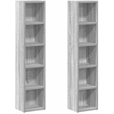 vidaXL 2X Estantería para CD Mueble Expositor Librería Estante Doméstico Oficina Habitación Almacenamiento Cajones Madera Gris Sonoma vidaXL 2X Estantería para CD Mueble Expositor Librería Estante Doméstico Oficina Habitación Almacenamiento Cajones Madera Gris Sonoma