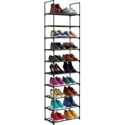 Relaxdays estantería para Zapatos, 10 Niveles, Montaje sin Herramientas, 174x45x30 cm, metálica, Ahorra Espacio, Negro Relaxdays estantería para Zapatos, 10 Niveles, Montaje sin Herramientas, 174x45x30 cm, metálica, Ahorra Espacio, Negro