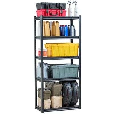 VEVOR Estantes de Almacenamiento de 5 Niveles de 406,4 x 812,8 x 1828,8 mm Capacidad de Carga Total de 907 kg, Estantes de Metal Ajustables para Garaje, Cocina, Almacén, Sótano, Trastero, Negro VEVOR Estantes de Almacenamiento de 5 Niveles de 406,4 x 812,8 x 1828,8 mm Capacidad de Carga Total de 907 kg, Estantes de Metal Ajustables para Garaje, Cocina, Almacén, Sótano, Trastero, Negro