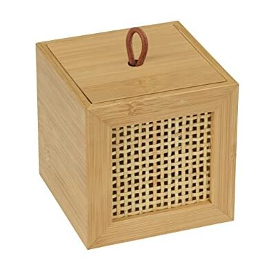 Wenko Caja para el baño Allegre S, caja decorativa con tapa moderna, estilo Boho, de bambú y ratán trenzado de calidad óptima, para guardar de forma práctica utensilios del baño, 9 x 9 x 9 cm, natural Wenko Caja para el baño Allegre S, caja decorativa con tapa moderna, estilo Boho, de bambú y ratán trenzado de calidad óptima, para guardar de forma práctica utensilios del baño, 9 x 9 x 9 cm, natural