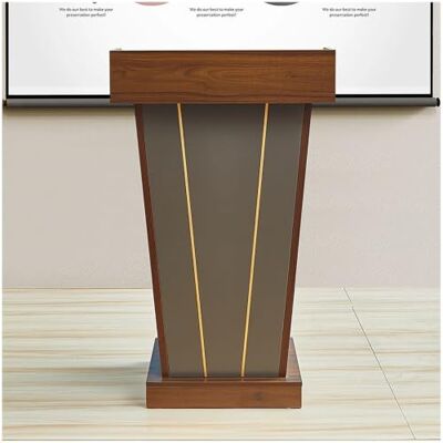 Generic Atril de madera moderno con compartimentos de almacenamiento abiertos de 2 niveles, podio de voz independiente con orificios for gestión de cables y estantes de almacenamiento Generic Atril de madera moderno con compartimentos de almacenamiento abiertos de 2 niveles, podio de voz independiente con orificios for gestión de cables y estantes de almacenamiento