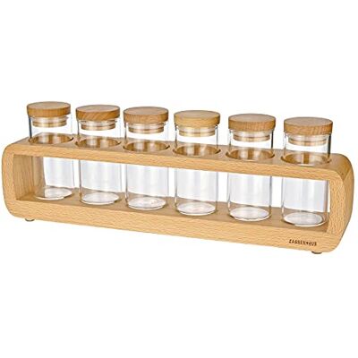 Zassenhaus Estantería para especias (madera de haya, con 6 vasos de borosilicato) Zassenhaus Estantería para especias (madera de haya, con 6 vasos de borosilicato)
