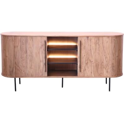 DRW Aparador de Madera con 2 Puertas y 3 estantes y Patas de Metal Natural y Negro 175x40x86cm DRW Aparador de Madera con 2 Puertas y 3 estantes y Patas de Metal Natural y Negro 175x40x86cm