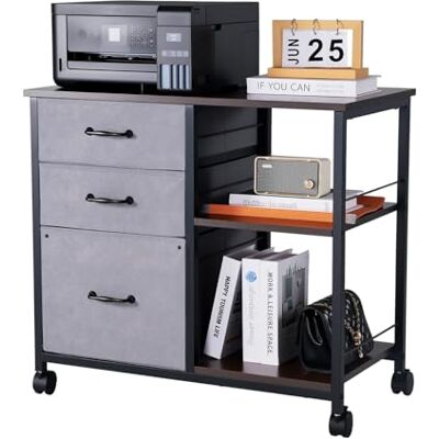 VEVOR Gabinete de Archivos de 3 Cajones de Tela y 2 Estantes Abiertos 75 x 40 x 68 cm Archivador Móvil con Ruedas Estructura Metálica para Documentos Tamaño Carta, A4 para Hogar, Oficina, Negro VEVOR Gabinete de Archivos de 3 Cajones de Tela y 2 Estantes Abiertos 75 x 40 x 68 cm Archivador Móvil con Ruedas Estructura Metálica para Documentos Tamaño Carta, A4 para Hogar, Oficina, Negro