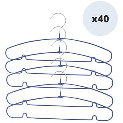 MSV Pack de 40 Perchas de Acero Recubiertas de Plástico Diseño Muy Robusto y Antideslizante Lados Curvos, No Se Deforman Todo Tipo de Ropa 40 cm Morado MSV Pack de 40 Perchas de Acero Recubiertas de Plástico Diseño Muy Robusto y Antideslizante Lados Curvos, No Se Deforman Todo Tipo de Ropa 40 cm Morado