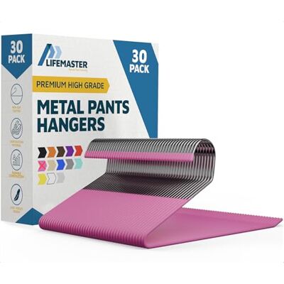 Lifemaster 30 Perchas Antideslizantes de Metal Rosa para Pantalones, Resistentes, ahorran Espacio, Ideales para Pantalones, Jeans, Mantas y Mucho más. Goma Antideslizante, organización de Armario Lifemaster 30 Perchas Antideslizantes de Metal Rosa para Pantalones, Resistentes, ahorran Espacio, Ideales para Pantalones, Jeans, Mantas y Mucho más. Goma Antideslizante, organización de Armario