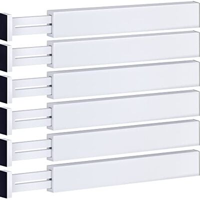 Bambüsi Organizadores divisores de cajones de bambú ajustables, paquete de 6 separadores grandes y expandibles para utensilios de cocina, tocador, dormitorio, baño, cajón de bebé, oficina, 17.5 a 22 pulgadas Bambüsi Organizadores divisores de cajones de bambú ajustables, paquete de 6 separadores grandes y expandibles para utensilios de cocina, tocador, dormitorio, baño, cajón de bebé, oficina, 17.5 a 22 pulgadas