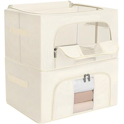 AiQInu 2 Piezas Cajas Almacenaje Ropa, 24L Bolsa para Guardar Ropa con Cremallera, Material de Tela Oxford, Marco de Metal, Para Edredones, Frazadas, Ropa de Cama y Más 40 x 30 x 20 cm AiQInu 2 Piezas Cajas Almacenaje Ropa, 24L Bolsa para Guardar Ropa con Cremallera, Material de Tela Oxford, Marco de Metal, Para Edredones, Frazadas, Ropa de Cama y Más 40 x 30 x 20 cm
