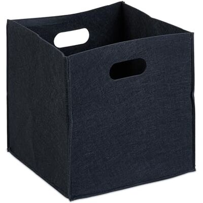 Relaxdays Cesta de Almacenaje Cuadrada con Asas, Fieltro, Negro, 30x30x30 cm Relaxdays Cesta de Almacenaje Cuadrada con Asas, Fieltro, Negro, 30x30x30 cm