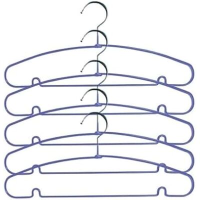 MSV Pack de 40 Perchas de Acero Recubiertas de Plástico Diseño Muy Robusto y Antideslizante Lados Curvos, No Se Deforman Todo Tipo de Ropa 40 cm Azul MSV Pack de 40 Perchas de Acero Recubiertas de Plástico Diseño Muy Robusto y Antideslizante Lados Curvos, No Se Deforman Todo Tipo de Ropa 40 cm Azul