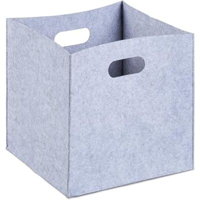 Relaxdays Cesta de Almacenaje Cuadrada con Asas, Fieltro, Gris, 30x30x30 cm Relaxdays Cesta de Almacenaje Cuadrada con Asas, Fieltro, Gris, 30x30x30 cm