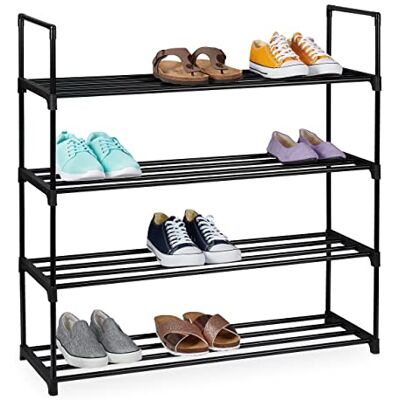 Relaxdays Zapatero Sistema de Encaje, 4 Niveles, para 16 Pares de Zapatos, 91,5 x 90,5 x 30,5 cm, Estante Metal, Negro Relaxdays Zapatero Sistema de Encaje, 4 Niveles, para 16 Pares de Zapatos, 91,5 x 90,5 x 30,5 cm, Estante Metal, Negro