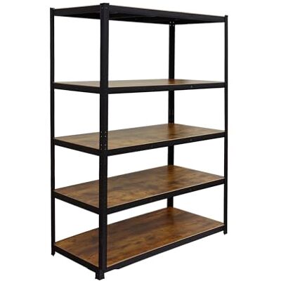 Relaxdays Estantería de Carga Pesada 500 kg, 5 Niveles, Acabado Madera, Acero/MDF, Negro/marrón 200x120x60 cm Relaxdays Estantería de Carga Pesada 500 kg, 5 Niveles, Acabado Madera, Acero/MDF, Negro/marrón 200x120x60 cm