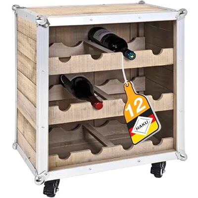 HAKU Botellero Aluminio, Pino, Aluminio, Madera Maciza Dim.: AN 53 cm x AL 63 cm x P 33 cm, Estilo: Industrial HAKU Botellero Aluminio, Pino, Aluminio, Madera Maciza Dim.: AN 53 cm x AL 63 cm x P 33 cm, Estilo: Industrial
