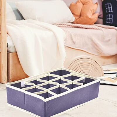 HOUSE COLLECTION Caja con compartimentos 32 x 22 x 9 cm, 12 compartimentos, plegable para cajones, organizadores para ropa interior, cajas para guardar calcetines, sujetadores, pañuelos (azul) HOUSE COLLECTION Caja con compartimentos 32 x 22 x 9 cm, 12 compartimentos, plegable para cajones, organizadores para ropa interior, cajas para guardar calcetines, sujetadores, pañuelos (azul)