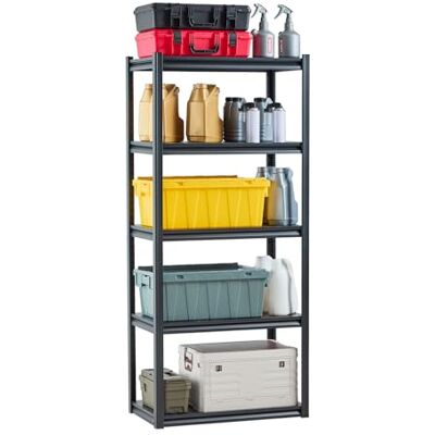 VEVOR Estantes de Almacenamiento de 5 Niveles de 457,2 x 812,8 x 1828,8 mm Capacidad de Carga Total de 907 kg, Estantes de Metal Ajustables para Garaje, Cocina, Almacén, Sótano, Trastero, Negro VEVOR Estantes de Almacenamiento de 5 Niveles de 457,2 x 812,8 x 1828,8 mm Capacidad de Carga Total de 907 kg, Estantes de Metal Ajustables para Garaje, Cocina, Almacén, Sótano, Trastero, Negro