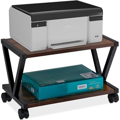 Relaxdays Soporte de Impresora, 2 Estantes, Carrito Móvil para Scanner, 28 x 44 x 28,5 cm, con Ruedas, Negro/Marrón Relaxdays Soporte de Impresora, 2 Estantes, Carrito Móvil para Scanner, 28 x 44 x 28,5 cm, con Ruedas, Negro/Marrón