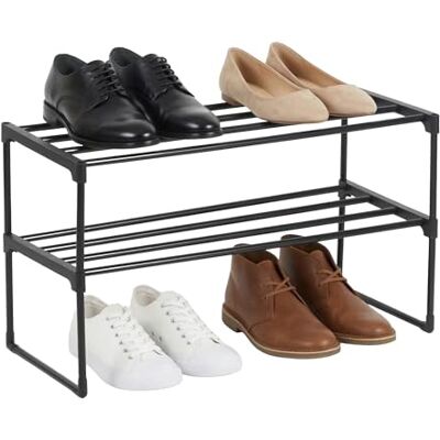 Relaxdays Estantería para Zapatos , 2 Niveles, Montaje sin Herramientas, 38x68x30 cm, Estructura metálica, balda, Negro Relaxdays Estantería para Zapatos , 2 Niveles, Montaje sin Herramientas, 38x68x30 cm, Estructura metálica, balda, Negro
